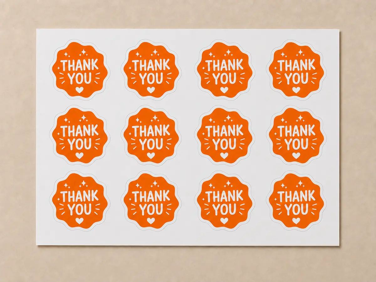 Kontuurlõikega kleebised lehel