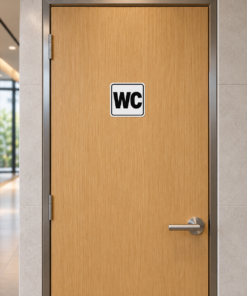 WC kleebis ukse keskel silmade kõrgusel