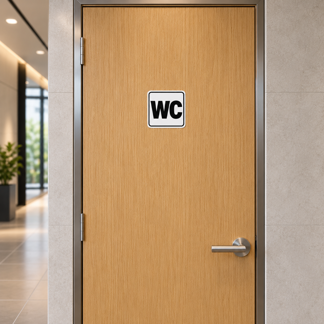 WC kleebis ukse keskel silmade kõrgusel